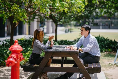 An outdoor office space is perfect for meeting or brainstorming