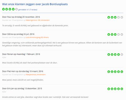 Reviews van het kantoor aan de Jacob Bontiusplaats