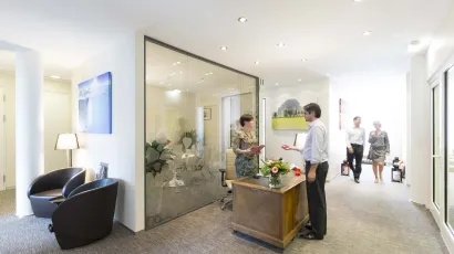 Reception area with meeting booth