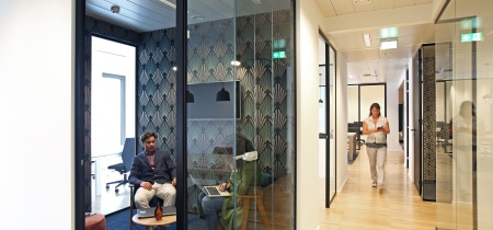 Hallway with entrees to offices 21 Rue Glesener