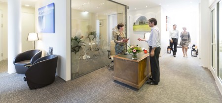Reception area with meeting booth