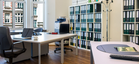 Private office three people with file cabins