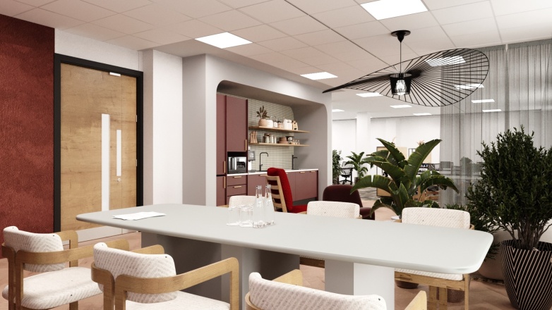 common seating area and kitchen 